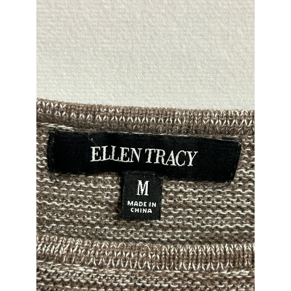 Ellen Tracy Womens Coco Ivory Space Dye Knit Sweater Boat‎ Neck Size Medium - Picture 5 of 8